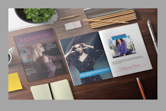 design professional magazine cover, layout and catalog