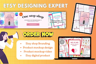 design etsy digital products, etsy banner profile photo