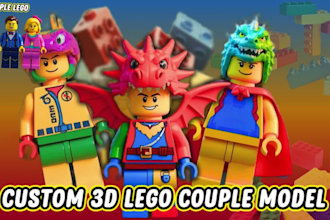 create custom 3d lego model design, minifigure, minecraft, animation lego set