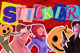 design cartoon stickers or character, illustration ,digital art as badge,patch