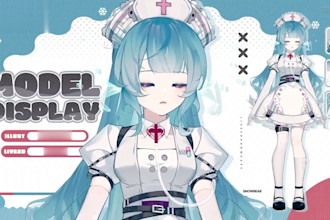 design live2d vtuber model, 2d vtuber model, vtuber rigging, character model