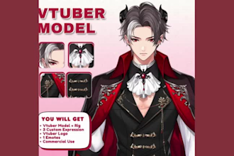 draw rig male or female 2d vtuber model for live2d vtuber design facerig anime