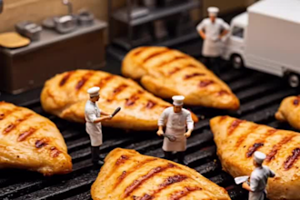 generate miniature food videography, food photography, ai animation for ads