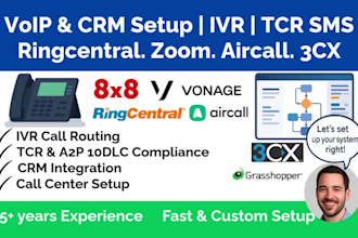 setup ivr voip tcr a2p registration ringcentral nextiva zoom aircall vonage 3cx