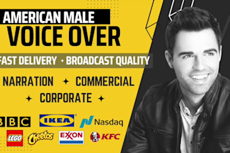 record an american male voice over or narration