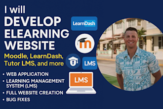 develop elearning website with moodle, learndash, tutor lms, and more