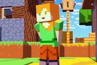 create minecraft style 3d animated video cartoon animations