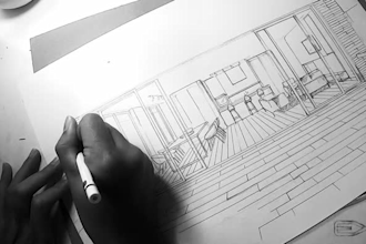 draw architect style professional hand sketch drawing
