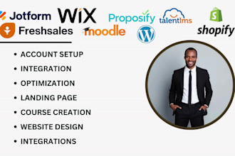 be wix va setup setup moodle talentlms shopify proposify freshsales wordpress