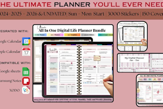 create etsy hyperlink productivity selfcare planner and journal using canva pro