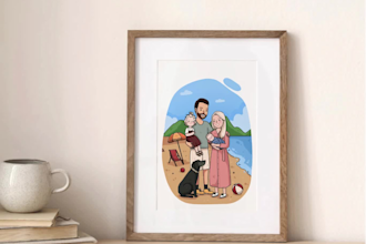 create adorable custom cartoon portraits for gifts or cards