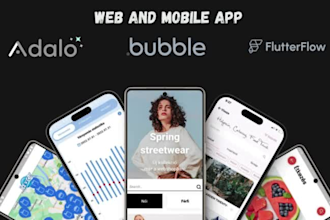 develop bubble io flutterflow adalo buildfire saas mvp website mobile web app