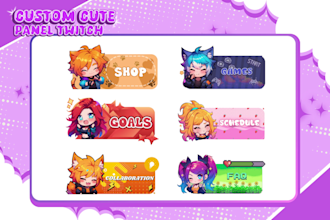 design custom chibi twitch overlay panels for your stream