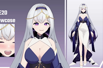 design live2d model, live2d rigging, 2d vtuber commission for streaming