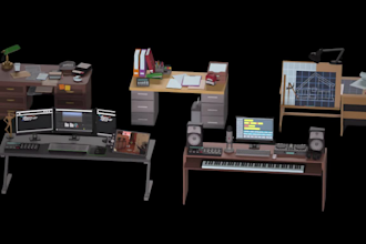 design low poly cars items furniture 3d object environment for game or animation