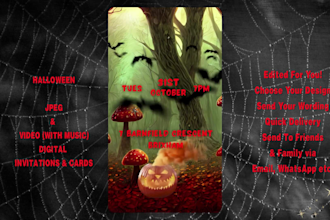 design your jpeg and video digital halloween party or other invitation