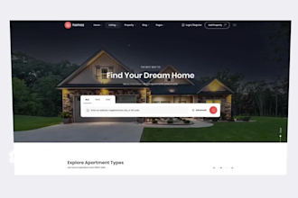 create landing page for real estate web app figma design