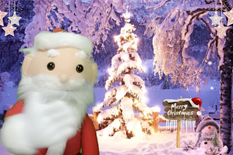 create a personalized video message with the santa claus puppet
