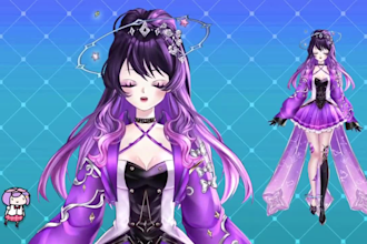 create express custom vtuber model commissions, live2d with rigging, 2d vtuber