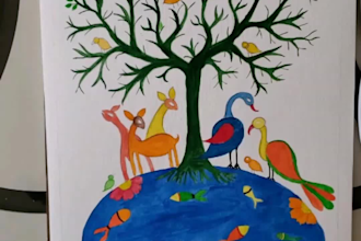 hand draw, digitally paint beautiful folk art for you
