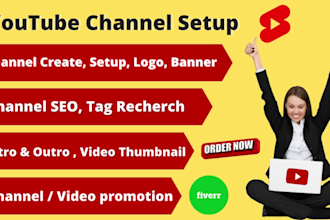 create a professional youtube channel with a logo, banner, intro, outro