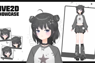 draw live2d vtuber model, png tuber in anime art style, ready to rig free emotes