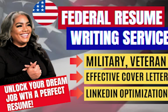 write expert federal resume for veterans military government and  USA jobs