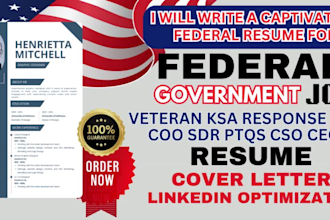 write federal government veteran ksa response cfo coo sdr ptqs cso ceo resume