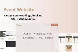 build event ticket website, online booking event website or wedding website