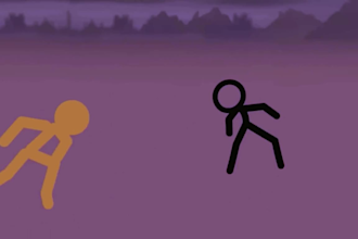 stick figure stickman fighting animation, 2d flash cartoon character explainer