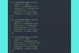 convert your excel data table to laravel seeder migration