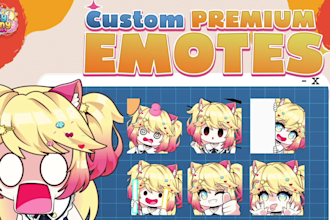 draw custom vtuber or streamer emotes for twitch, youtube or discord