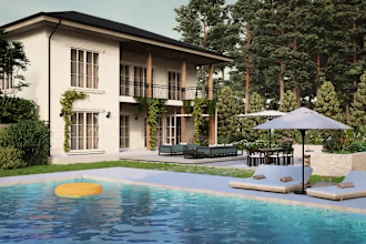 design garden, pool, patio, yard, terrace, and  landscape 3d model and render