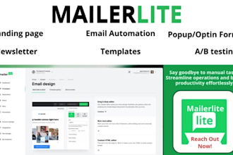 design responsive mailerlite landing pages, email automation, and popup forms