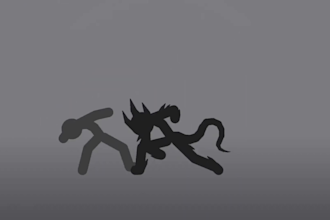 do stickman animation, do stick figure video, stick character, 2d stick fight