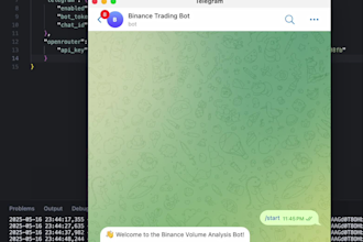 develop a python telegram bot for binance volume analysis