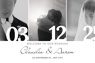 create a save the date, rsvp, or wedding invitation or video