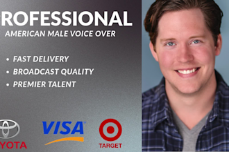 create a bright american professional voice over