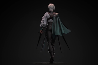 create 3d realistic character for game development in blender or ue5
