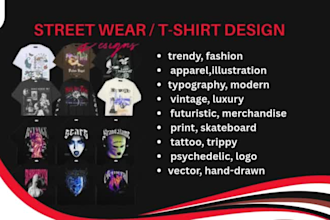 do edgy urban streetwear t shirt grunge y2k graphics design for clothing brands