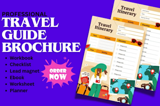 design canva pdf lead magnet,tour,travel guidebook, checklist,workbook,brochure