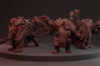 sculpt 3d miniature character, warhammer model for game, tabletop for printing