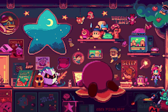 create pixel art game background for scenery and landscape