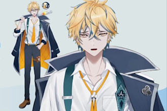 do character model, 2d animation, anime character design, live2d vtuber model
