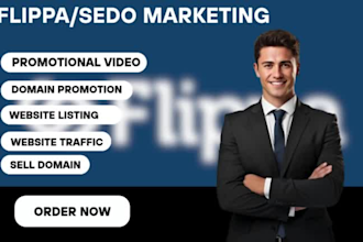promote flippa sedo domain promotion website listing organic audience pro motion