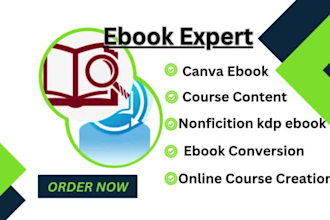 design canva ebook, course content, nonficition kdp ebook, ebook conversion