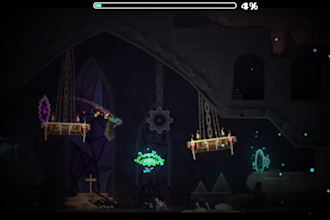 create realistic geometry dash levels and parts in my style