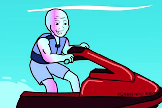 make 2d meme coin promotional video, meme character animation, 2d crypto meme