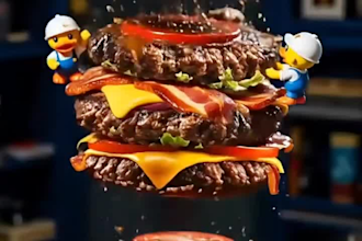 do ai food animation, ai cgi animation, ai food photography, ai miniature chefs