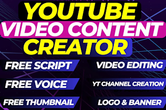 be your youtube video content creator, faceless editor